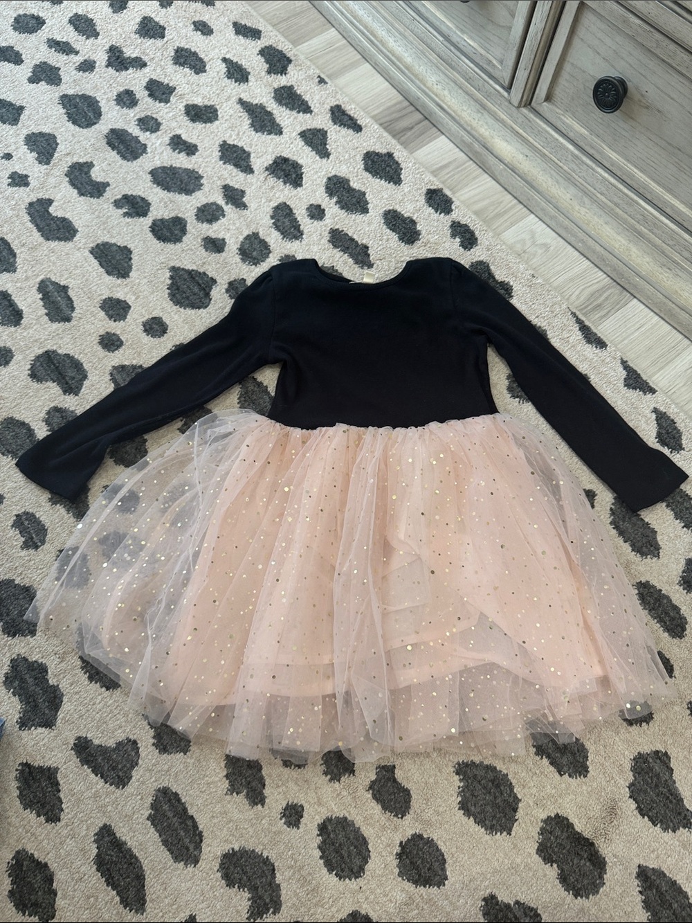 Tucker + Tate Black Top with Pink Glitter Tulle Skirt Costume Dress
